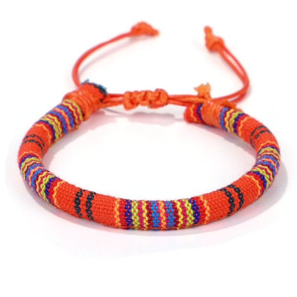 Set med 5 armband (bildfärger) för män och kvinnor - Bohemisk stil - Strand- och semestertillbehör - Handgjorda - Ekologisk bomull C