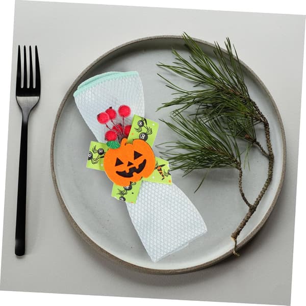 4 stk. Servietringe til græskar Halloween Servietringe Servietspænder Halloween Festartikler Polyester