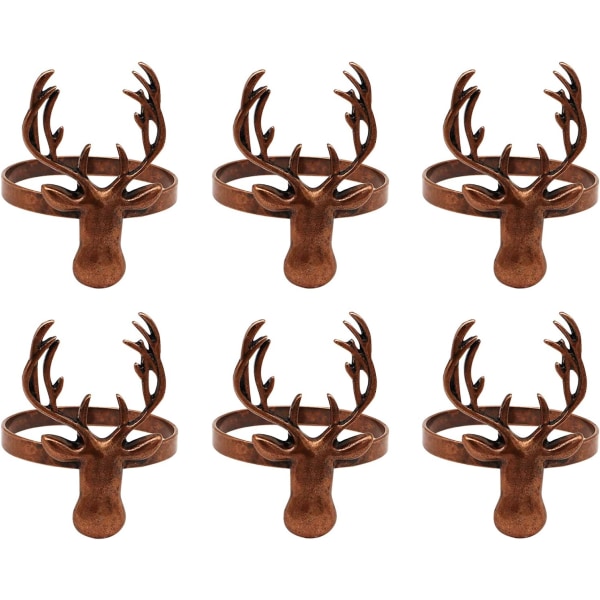 6st Retro Servettspänne Hållare Deer Servetthållare Metallringar Ho