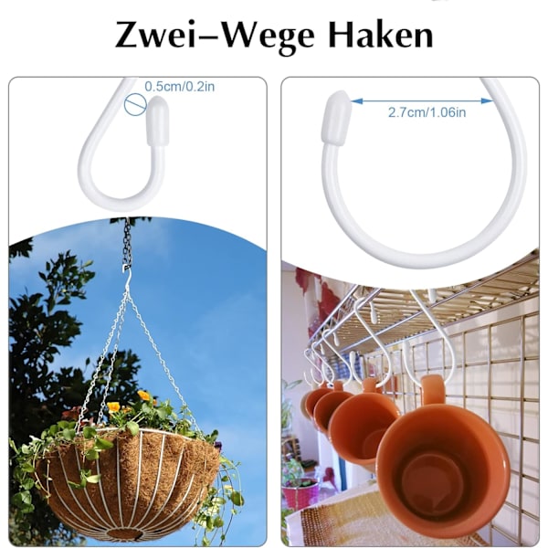 12 Pak S-Kroge Hvide 8cm Små Køkkenkroge Metal Kroge Max Belastning: 5 kg - S-formet - Til tøjstativ, køkken, badeværelse E