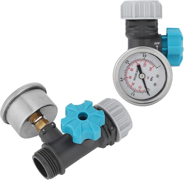 Justerbar vanntrykkregulator med trykkmåler, vanntrykk
