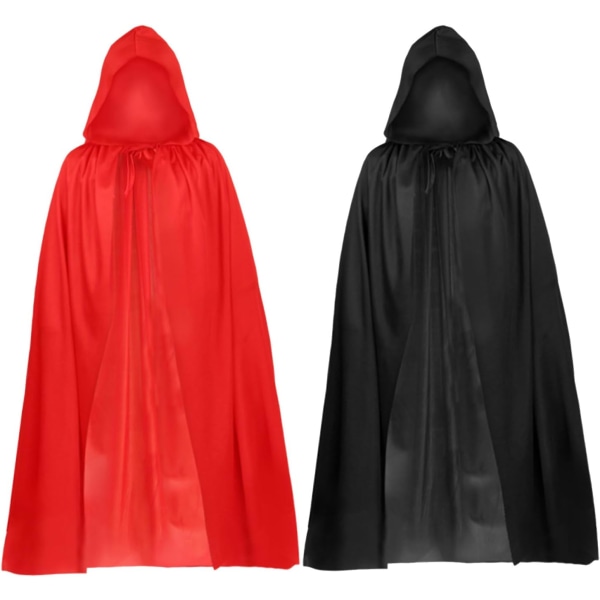 2 stk. hættekappe, sort hættekappe til Halloween, heksefancydress, julefancykappe Ki