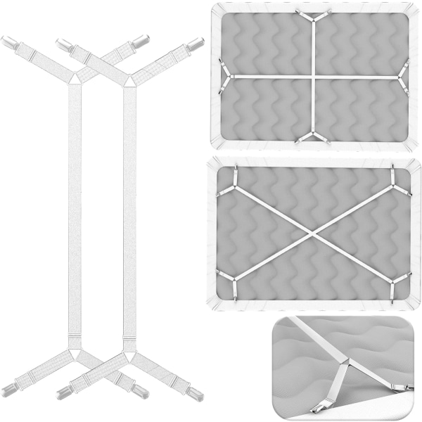 Senglakenholderstropper Criss-Cross - Hvit 2 stk Lakenholder