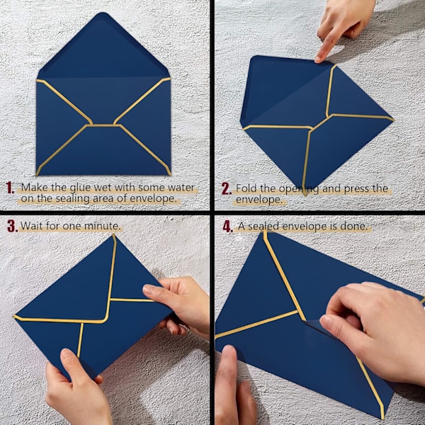 Blå 50 st inbjudningskuvert 18,5 x 13,5 cm, kuvert 5 x 7 tum V-flik kuvert för post