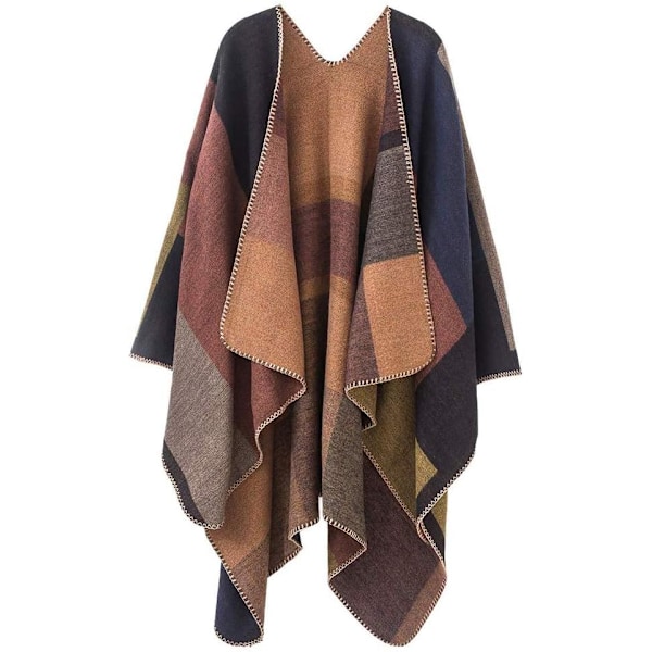 Kvinners Poncho Cape Stilig Kappe Sjal Sjal Oversize Sjal Wrap for Kvinner