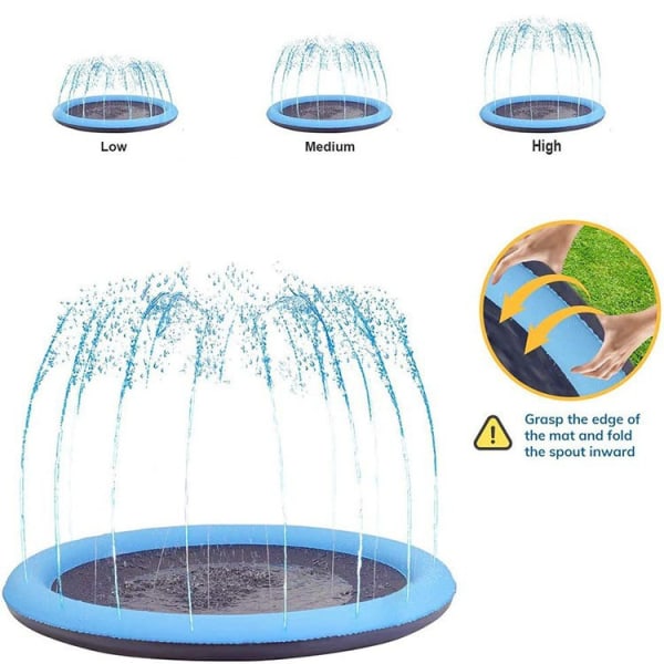 Vattenspelematta för utomhusbruk (150 cm, blå), halkfri och rivbeständig vattenspelematta, hållbar PVC-vattenspelematta, justerbar bevattning Y