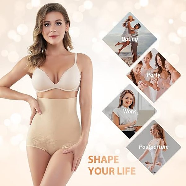 （63,3-76,6 cm）Damunderkläder Shapewear Hög midja Magekontroll Knickers Slankande Sömlös Midja S