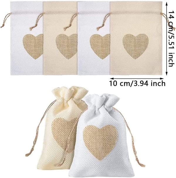 40 stk. Burlap-poser med snørelukning, Jute-pose, B