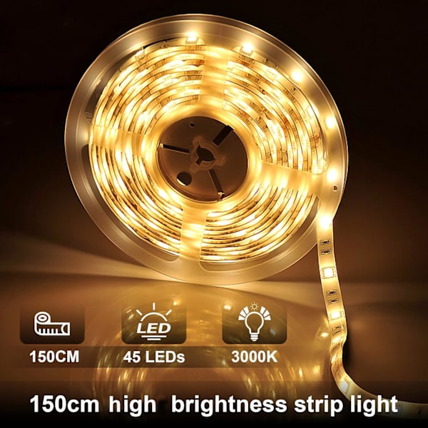 Skablampe, 60LED 2M Natlys Båndlys, Lampe E