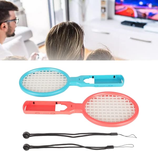 Tennisspel Racket för Nintendo Switch 2 Pack, Blå och Grön, L