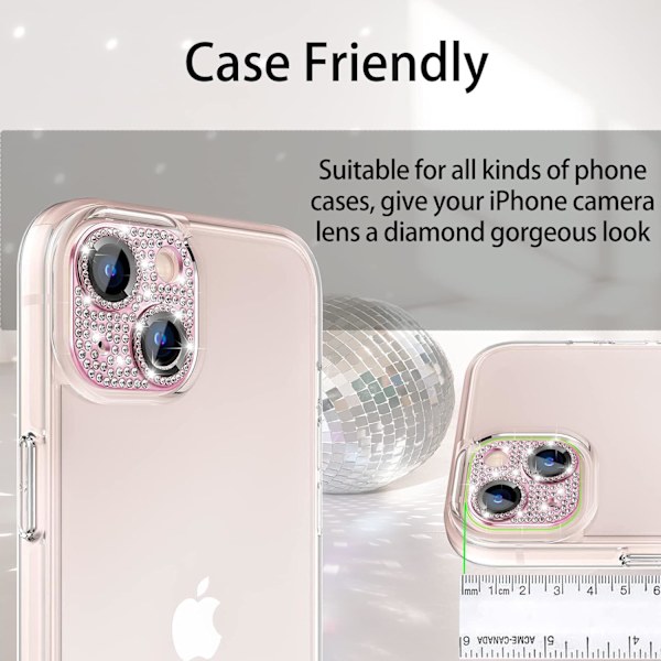 iPhone 14 / iPhone 14 Plus bakre kameraskydd, diamantkamera