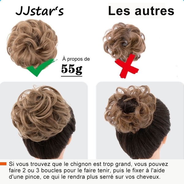 Stort Hårförlängning i Brun - Lockigt Vågig Scrunchie Hår Naturligt Falskt Hårförlängning Bun Elastisk för Kvinnor Flickor E