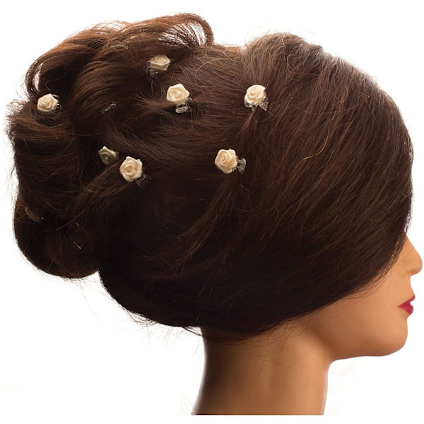 10 st, Hårclips Dekorerade med Rosor, Vita Blomster Barrettes, Eleganta Hårclips, Kvinnors Flickors Bröllopshår Smycken V