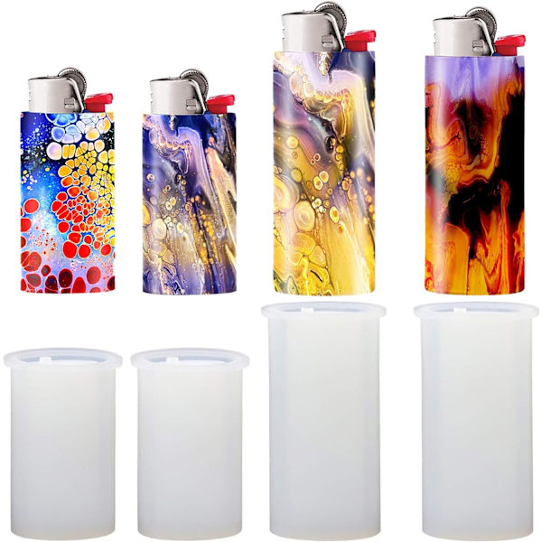 4 stk. lighter harpiksforme, lighter etui forme epoxyharpiks lighter