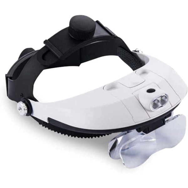 Head Mounted Magnifier, Headband Magnifier with Light and 5 Detachable Lenses for Reading, Watching