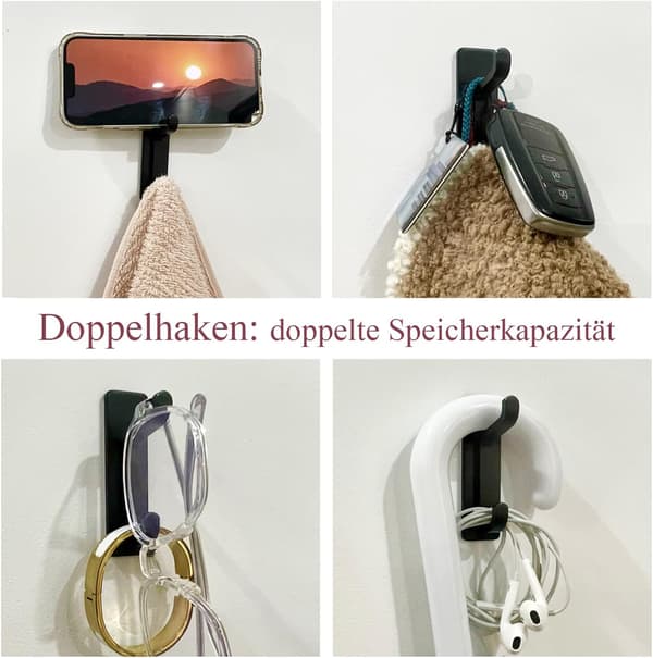 Sort klæbende vægkrog, badeværelse håndklædeholder, køkken te krog