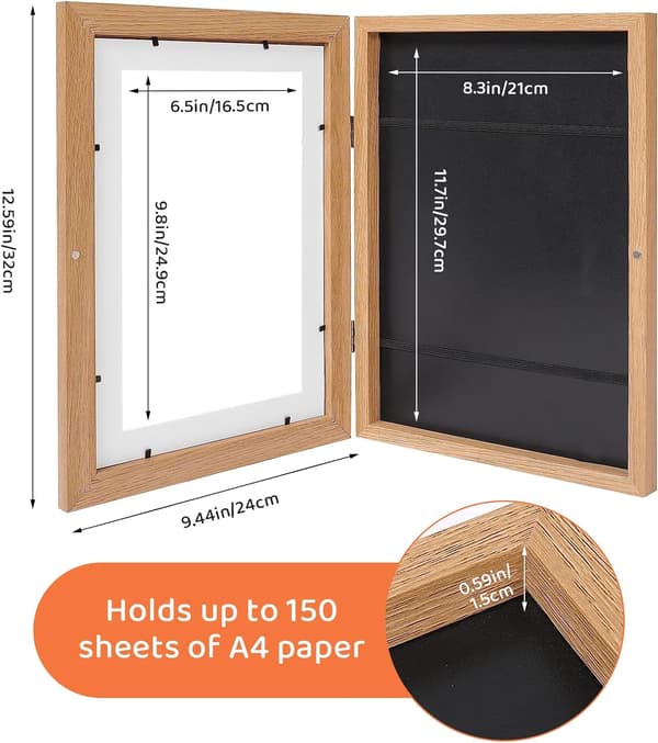 Set med 2 fotoramar för barn - A4-format - Fällbar - För c