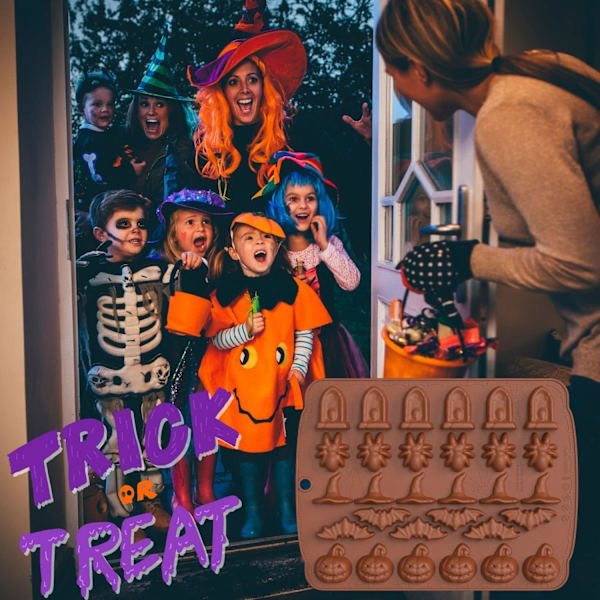 Halloween silikoneform 5 mønstre Halloween chokoladeform slikform græskar b