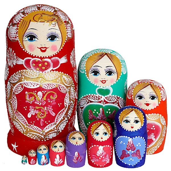 Varumärke av ryska dockor (runda), 10 delar, Matryoshka ryska dockor serie ryska dockor 10 delar i