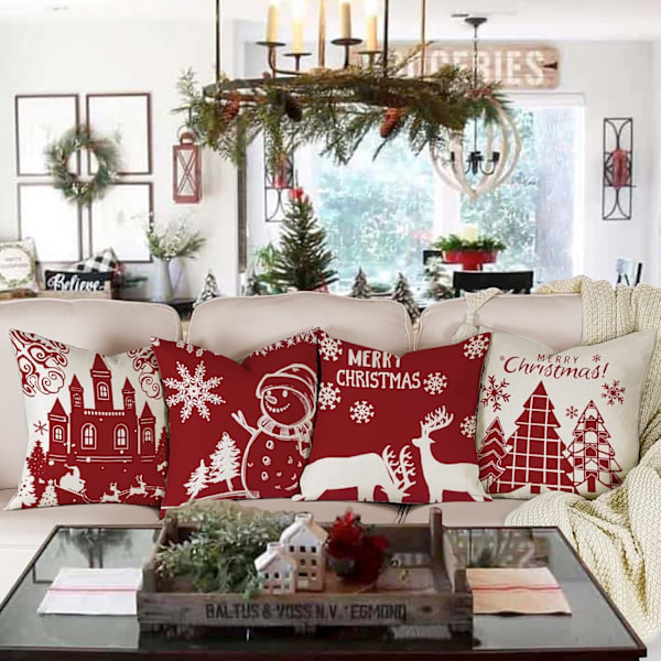 Jul Kuddeöverdrag 45x45 Set om 4 (Stil 19)