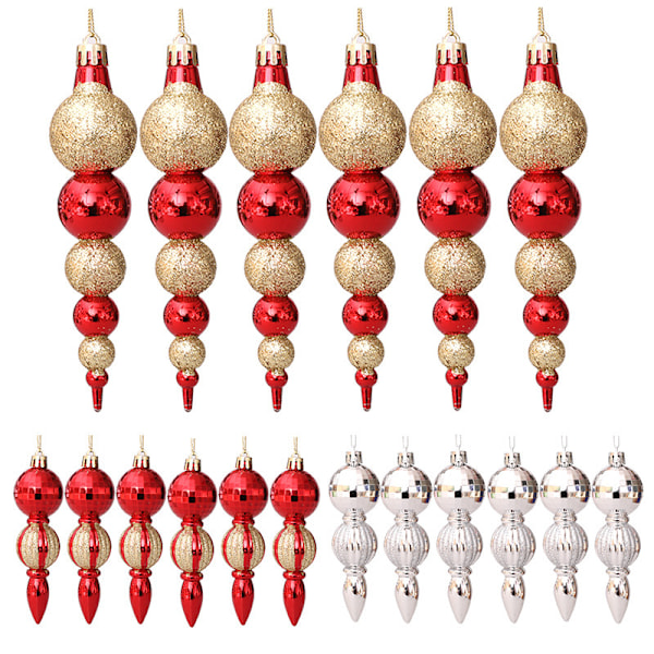 6 st/paket Julgranshänge Ornament Unik Form Målad Simulerad Trädkula Kalebassen Hängande Dekoration