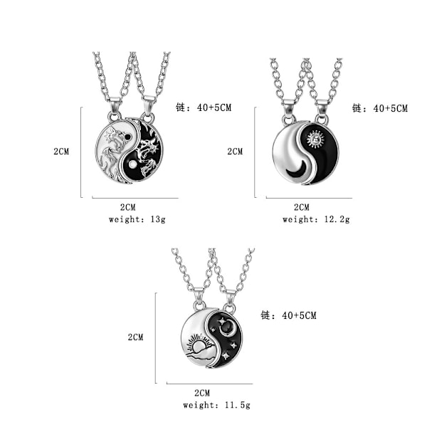 Tai Chi Metallhalsband för par (A2703-1)