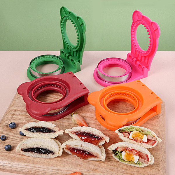 (Oransje) 1 rustfritt stål sandwich cutter mold for håndbeskyttelse, rund kake, kjeks, toast, San