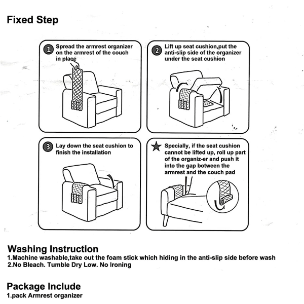 2 Svart Soffa Armstöd Organizer, 5 Fack, Halkfri, Lämplig fo