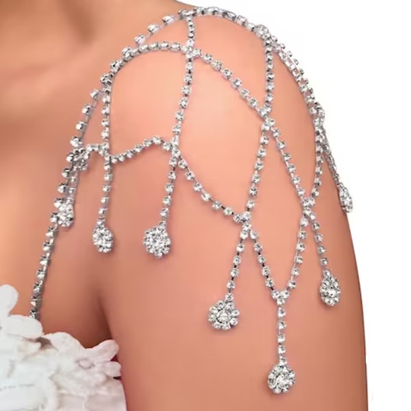 2st Rhinestone Axelkedja Strap Body Chain för kvinnor Bröllop Flower Fa