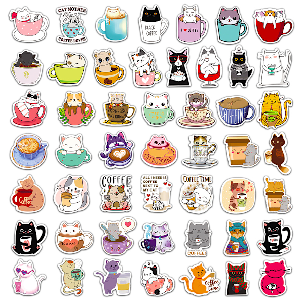 50 Cat Cafe Graffiti Stickers