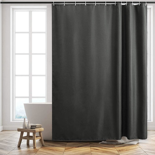 180x200cm Mørkegrå Bruseforhæng til Badeværelse Vandtæt Skimmelresistent Vævet Polyesterstof