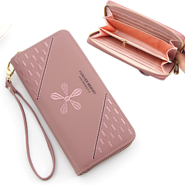 Pink Women's Wallet, Women's Coin Purse, Leather Zip Purse, Leather Wallet, Leather Card Holder, Leather Coin Purse, Han