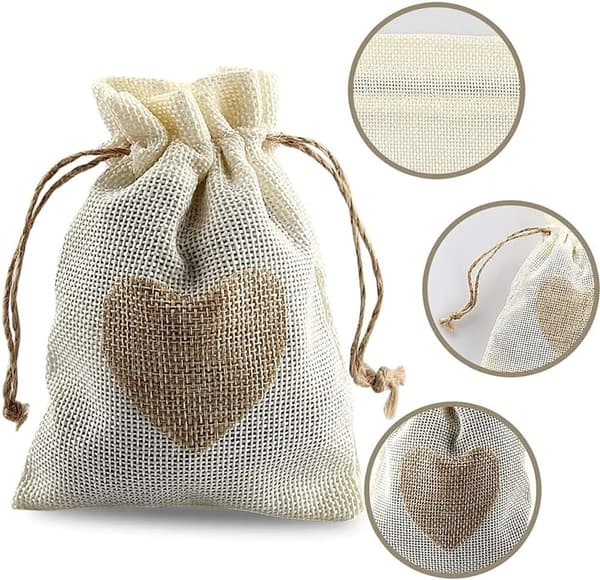 40 stk. Burlap-poser med snørelukning, Jute-pose, B