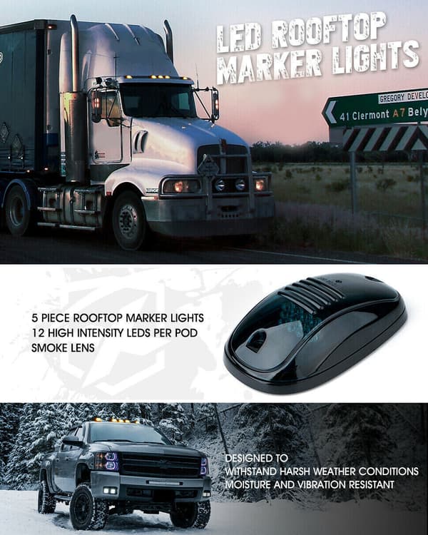 5 stk Amber LED Takmarkeringslys for Ford J