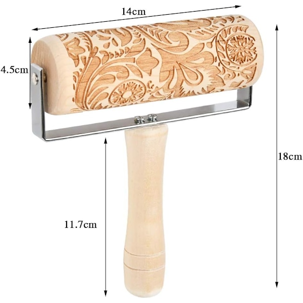 Embossed Rolling Pins, 3D Engraving Rolling Pin, Natural Safe Woo