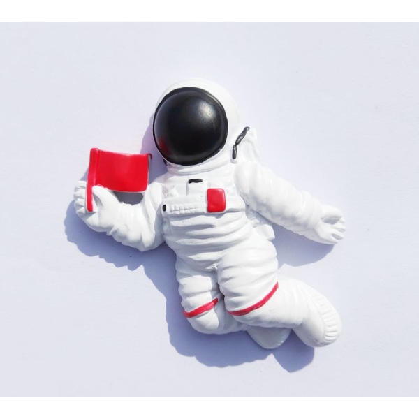 (Astronaut holder flagg - svart) Sett med 2, dekorativt kjøleskap Magn