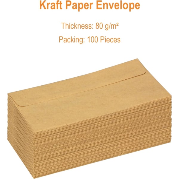 Kraftpapirkonvolutter, konvolutter (100 stk.) laget av vintage Kra