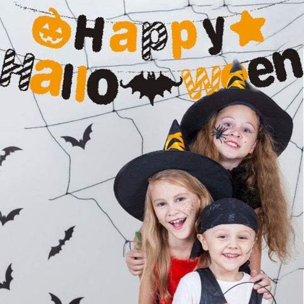 Glad Halloween-banderoll | Vimpel som hänger för familjens Halloween-festdekoration | Hem inomhus utomhus