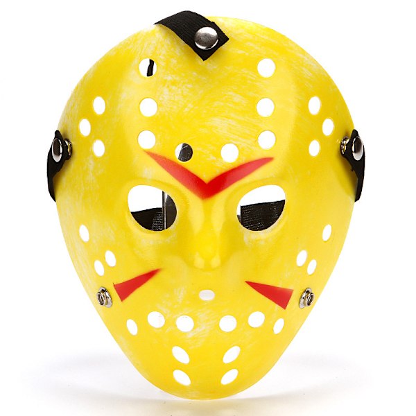 Yellow-horror jason mask Adults Horror Mask Hockey Halloween Hacker Fancy Dress Scary Mens Womens