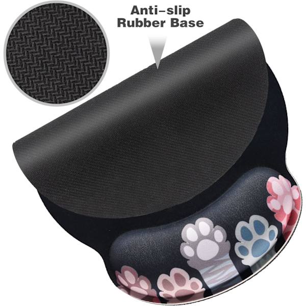 Ergonomisk musemåtte med memory foam-støtte, skridsikker gummibase