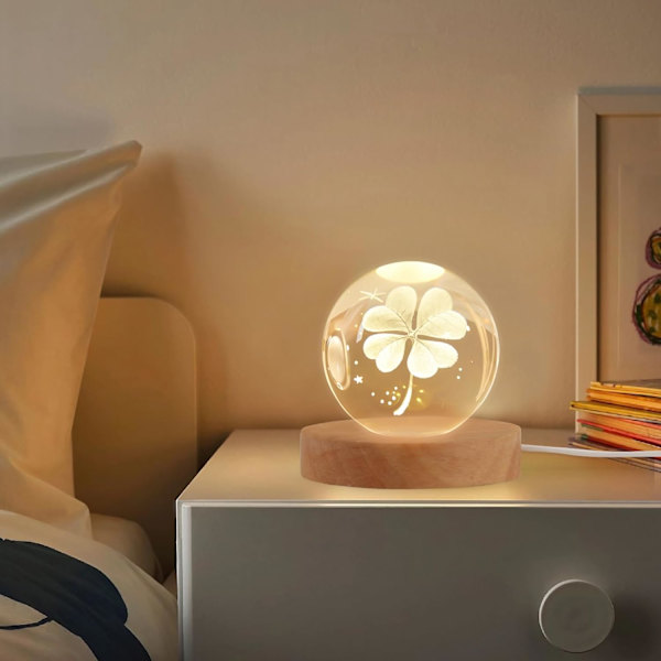 2-pack Displaybas i trä med LED-belysning och USB-strömbrytare för skrivbordsvisning av kristallkula, glas, harts