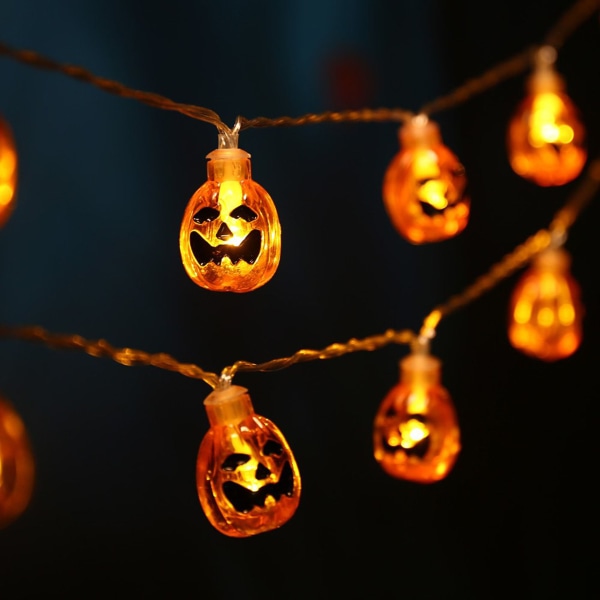 Halloween Pumpkin Lights -14,7 fot 30 LED batteridriven Hall