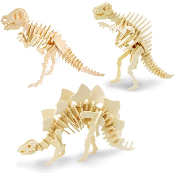 (Tyrannosaurus Rex Spinosaurus Stegosaurus) Byggsatser i trä