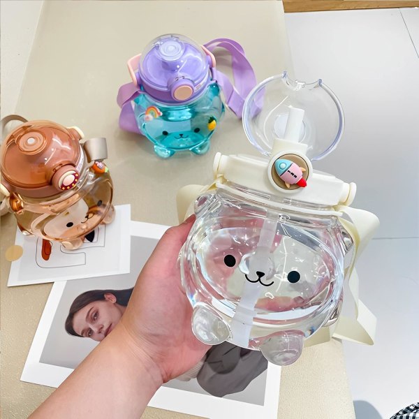 Barnens Vattenflaska Kawaii Vattenflaska med Sugrör 1000ML BP