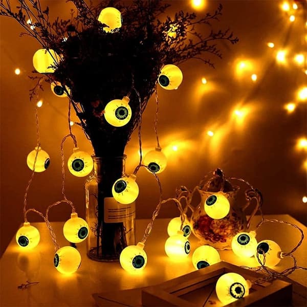 Halloween spøkelsesøyeformede lys, 20 LED spøkelsesøyelys - Vanntett - 8 lysmoduser - For Holid