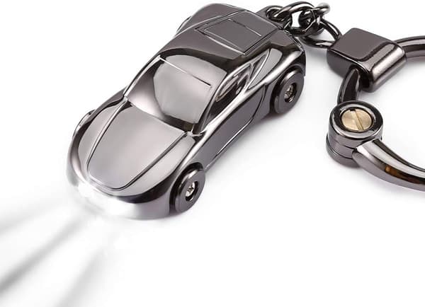 Luova avaimenperä auton avaimenperä taskulamppu 2 tilalla LED-valoilla (musta)