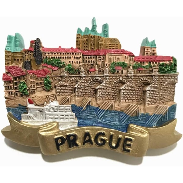 3D Prag Tjeckien Kylskåpsmagnet, hem- och köksdekoration, Tjeckien Prag Turist Kylskåpsmagnet Souvenirpresent