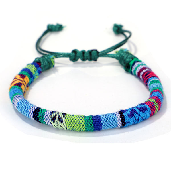 Set med 5 armband (bildfärger) för män och kvinnor - Bohemisk stil - Strand- och semestertillbehör - Handgjorda - Ekologisk bomull C