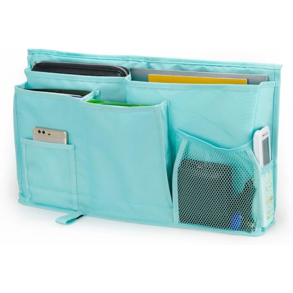 Grønn Seng Organizer - 8 Lommer Sengside Henge Oppbevaringspose med Stropp for Mobiltelefon, Tablet, Bøker, Vev, Ideell for C