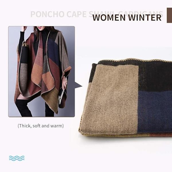 Kvinners Poncho Cape Stilig Kappe Sjal Sjal Oversize Sjal Wrap for Kvinner